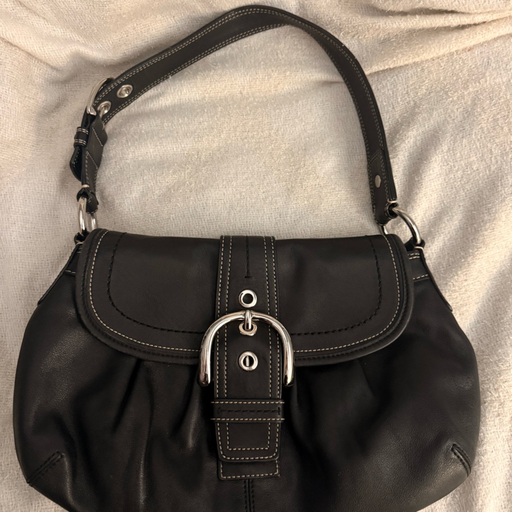 Coach Y2K Black Shoulder Bag with Silver Hardware